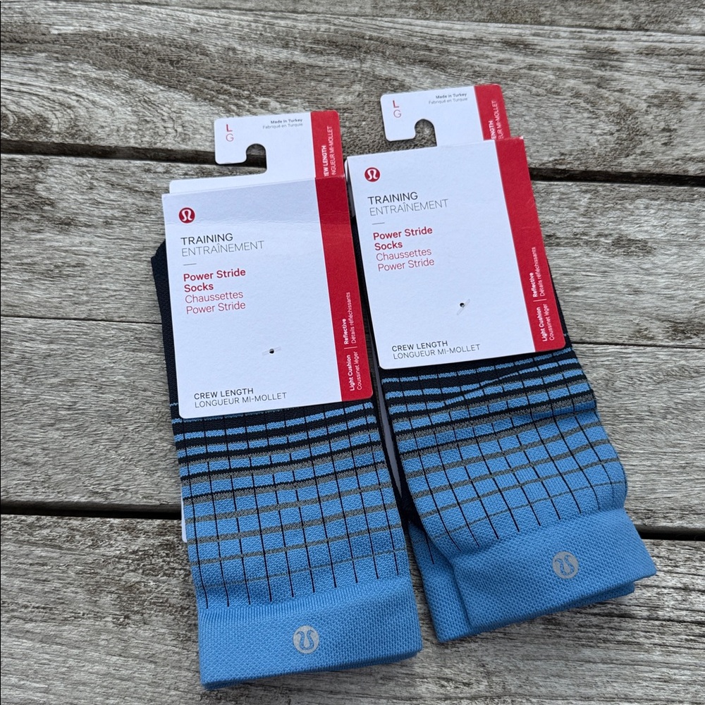 Bundle‎ of 2 Lululemon Womens Power Stride Crew Socks Reflective Size Large NWT